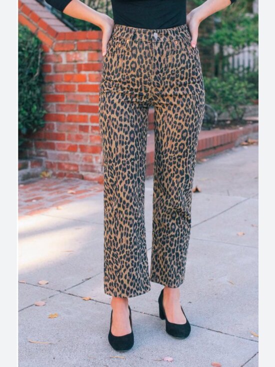 Levi's Ribcage Strait Ankle Leopard Corduroy Pants, Size 29 - Picture 3 of 13